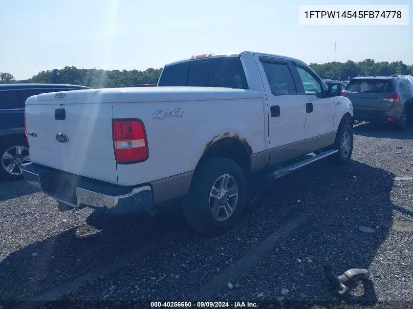 2005 Ford F-150 Fx4/Lariat/Xlt VIN: 1FTPW14545FB74778 Lot: 40256660