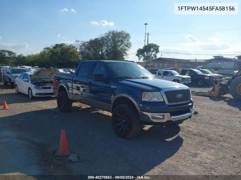 2005 Ford F-150 Fx4/Lariat/Xlt VIN: 1FTPW14545FA58156 Lot: 40270663