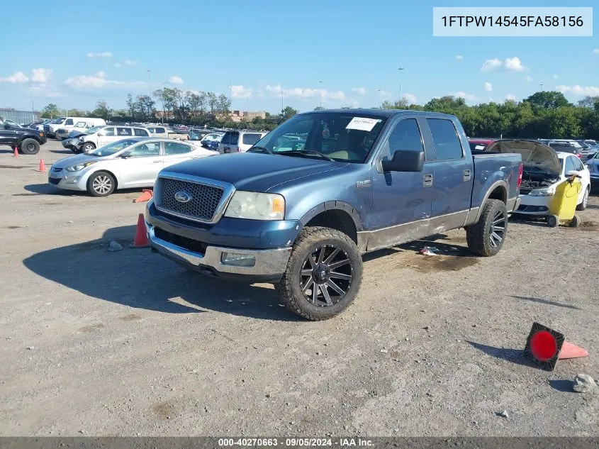 2005 Ford F-150 Fx4/Lariat/Xlt VIN: 1FTPW14545FA58156 Lot: 40270663