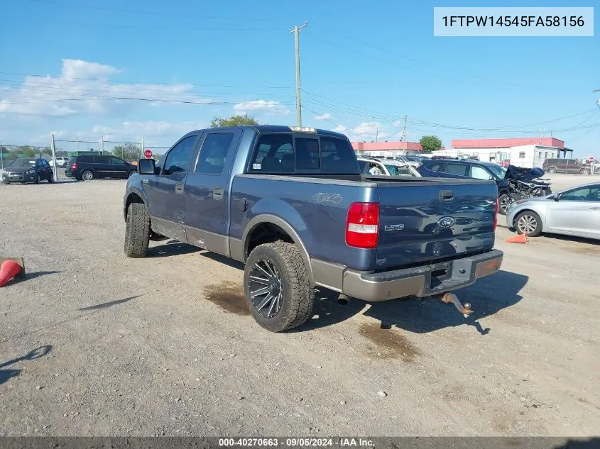 2005 Ford F-150 Fx4/Lariat/Xlt VIN: 1FTPW14545FA58156 Lot: 40270663