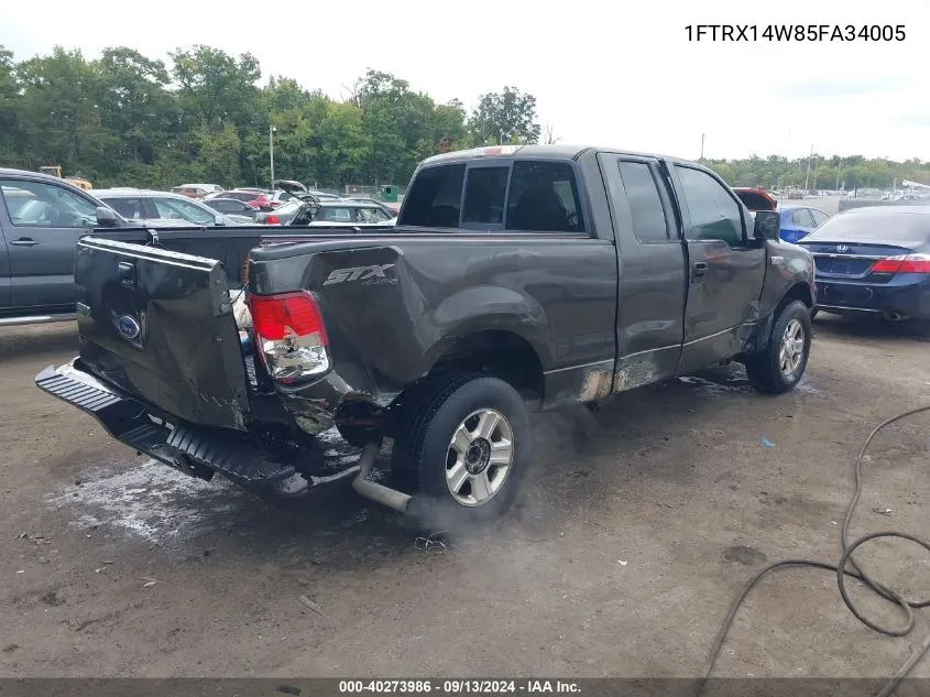 2005 Ford F-150 Stx/Xl/Xlt VIN: 1FTRX14W85FA34005 Lot: 40273986