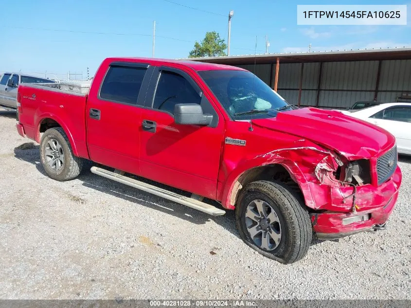 2005 Ford F150 Supercrew VIN: 1FTPW14545FA10625 Lot: 40281028