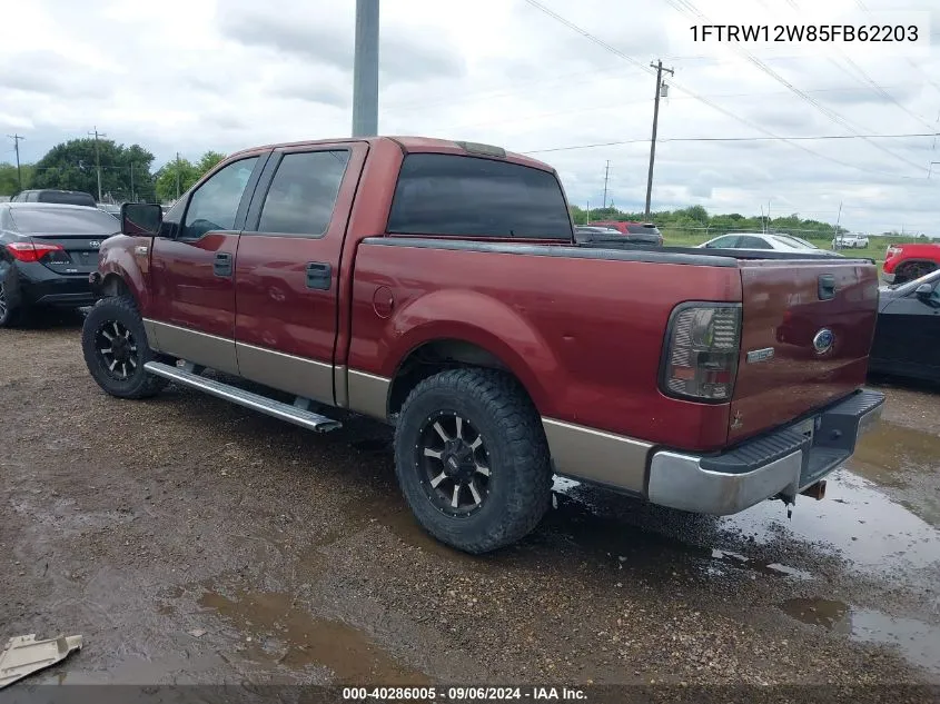 2005 Ford F-150 Xlt VIN: 1FTRW12W85FB62203 Lot: 40286005