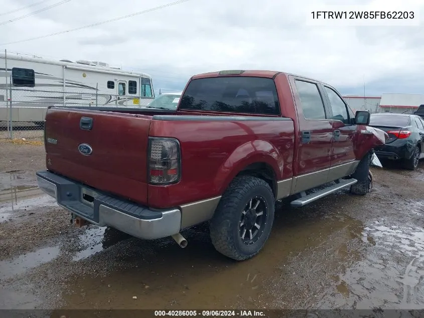 2005 Ford F-150 Xlt VIN: 1FTRW12W85FB62203 Lot: 40286005