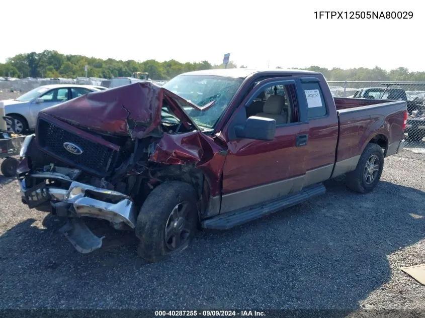 2005 Ford F-150 Lariat/Xl/Xlt VIN: 1FTPX12505NA80029 Lot: 40287255