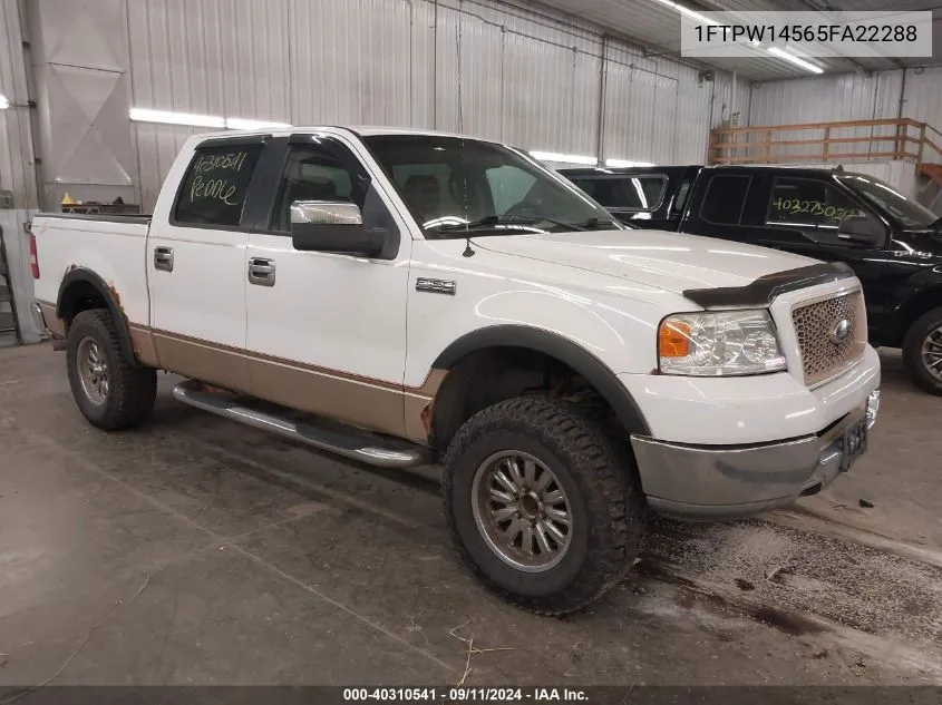 2005 Ford F-150 Fx4/Lariat/Xlt VIN: 1FTPW14565FA22288 Lot: 40310541