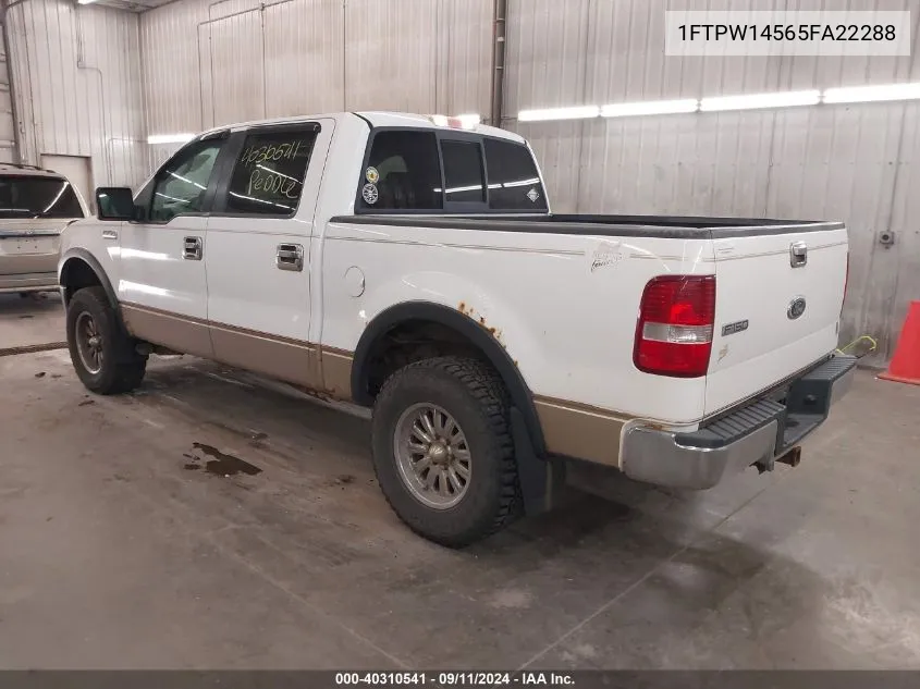 2005 Ford F-150 Fx4/Lariat/Xlt VIN: 1FTPW14565FA22288 Lot: 40310541