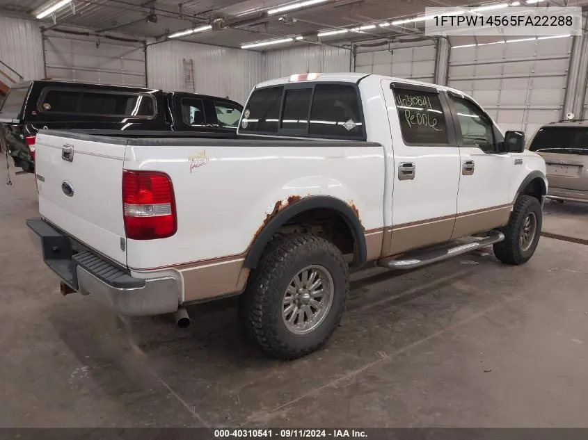 2005 Ford F-150 Fx4/Lariat/Xlt VIN: 1FTPW14565FA22288 Lot: 40310541