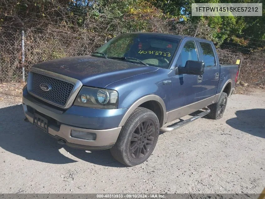 2005 Ford F-150 Fx4/Lariat/Xlt VIN: 1FTPW14515KE57212 Lot: 40313933