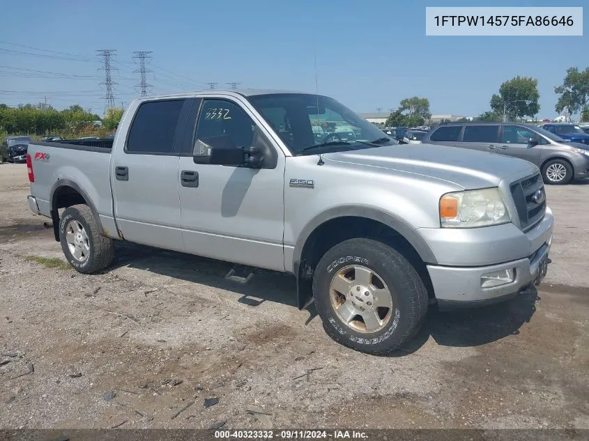 2005 Ford F-150 Fx4/Lariat/Xlt VIN: 1FTPW14575FA86646 Lot: 40323332