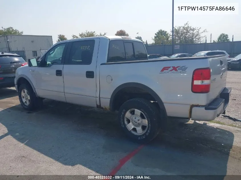 2005 Ford F-150 Fx4/Lariat/Xlt VIN: 1FTPW14575FA86646 Lot: 40323332