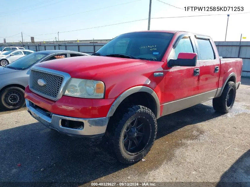 2005 Ford F-150 Lariat/Xlt VIN: 1FTPW12585KD71253 Lot: 40329627