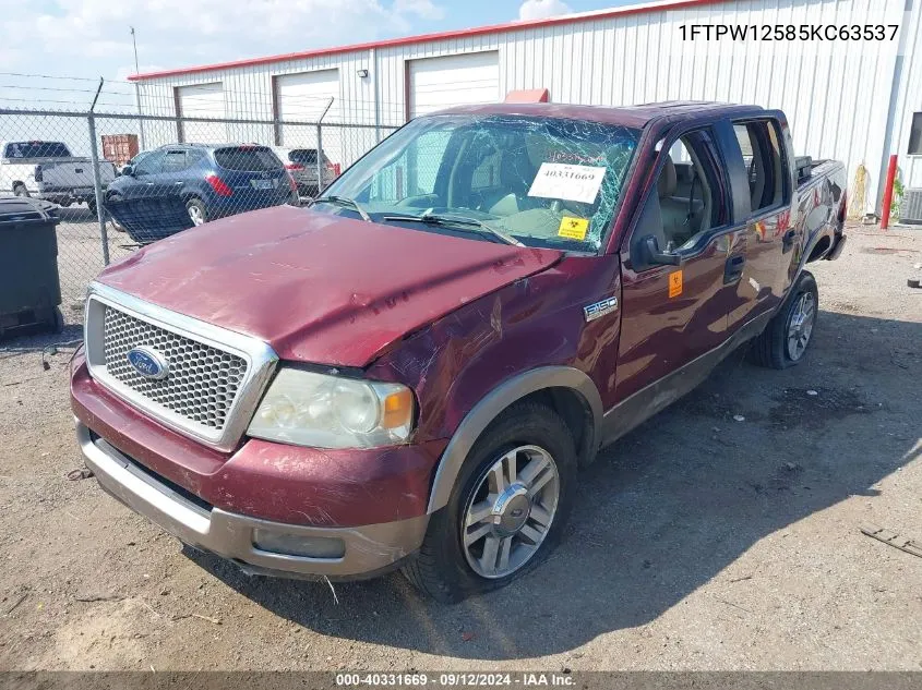 2005 Ford F-150 Lariat/Xlt VIN: 1FTPW12585KC63537 Lot: 40331669