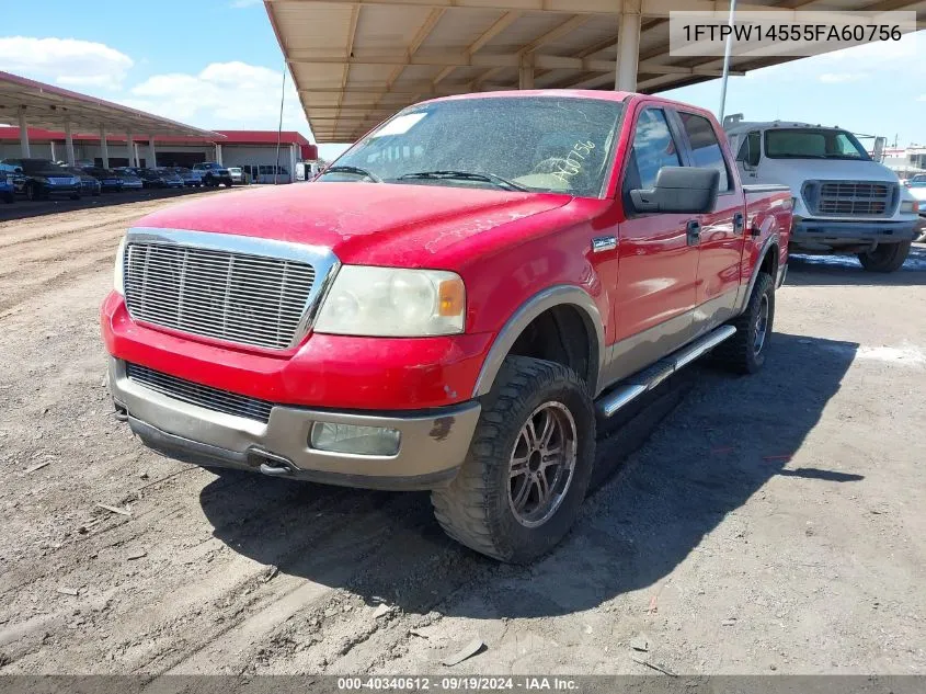 2005 Ford F-150 Fx4/Lariat/Xlt VIN: 1FTPW14555FA60756 Lot: 40340612