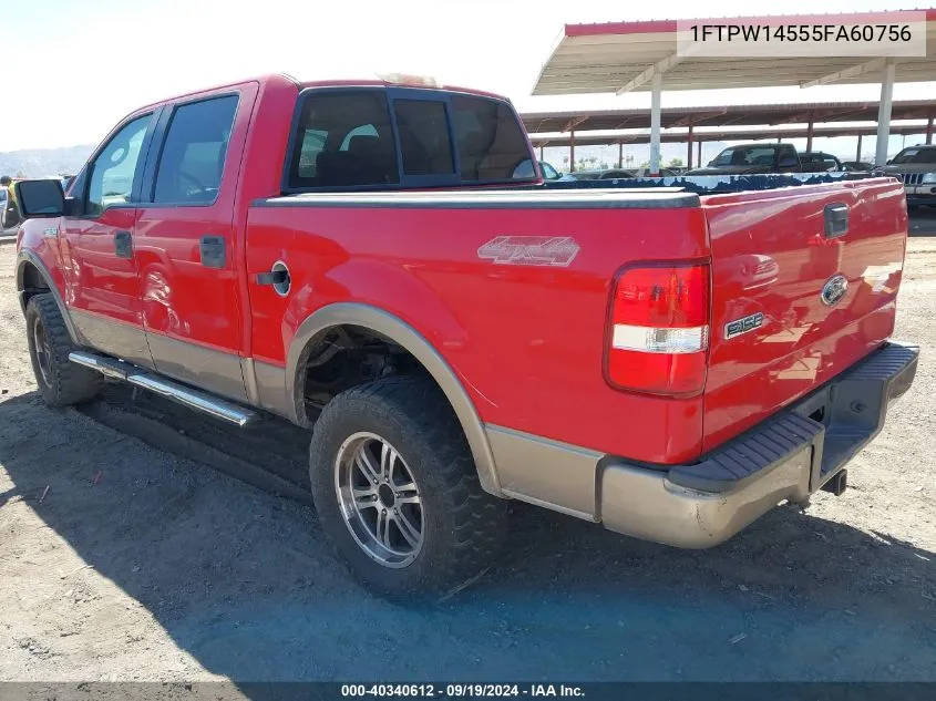 2005 Ford F-150 Fx4/Lariat/Xlt VIN: 1FTPW14555FA60756 Lot: 40340612