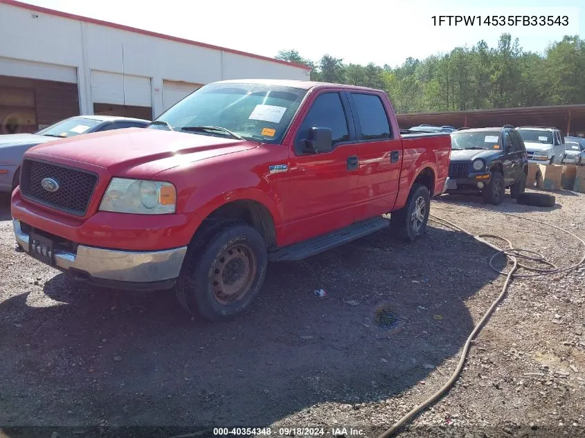 2005 Ford F-150 Fx4/Lariat/Xlt VIN: 1FTPW14535FB33543 Lot: 40354348