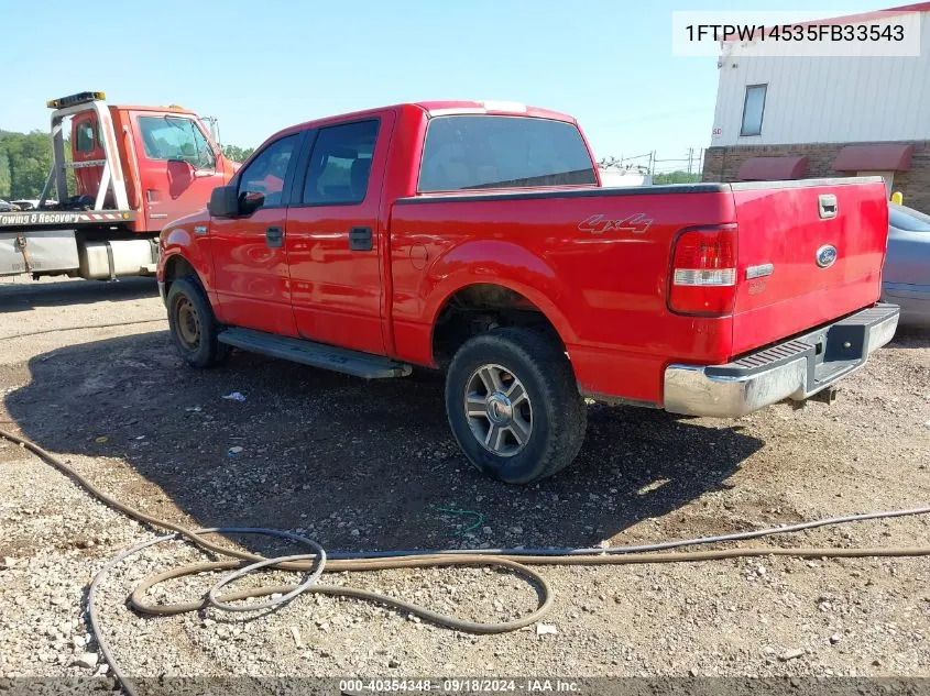 2005 Ford F-150 Fx4/Lariat/Xlt VIN: 1FTPW14535FB33543 Lot: 40354348