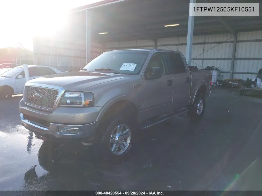 2005 Ford F-150 Lariat/Xlt VIN: 1FTPW12505KF10551 Lot: 40420554