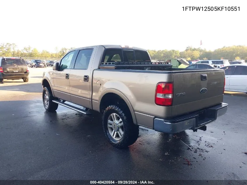 2005 Ford F-150 Lariat/Xlt VIN: 1FTPW12505KF10551 Lot: 40420554