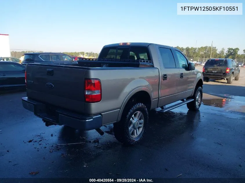 2005 Ford F-150 Lariat/Xlt VIN: 1FTPW12505KF10551 Lot: 40420554