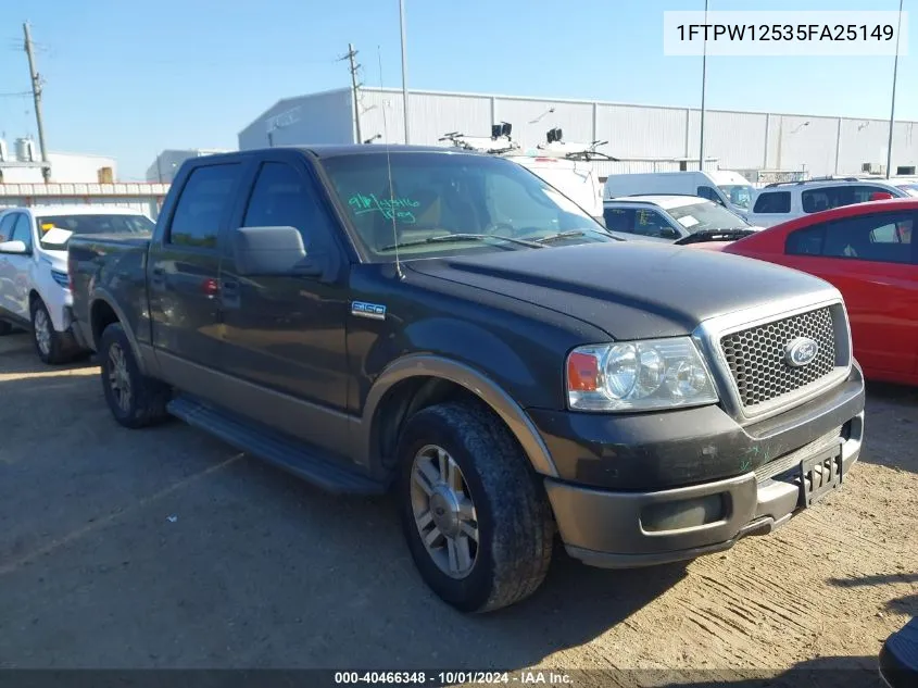 2005 Ford F-150 Supercrew VIN: 1FTPW12535FA25149 Lot: 40466348