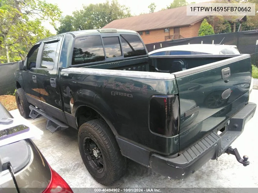 2005 Ford F-150 Fx4/Lariat/Xlt VIN: 1FTPW14595FB70662 Lot: 40494902