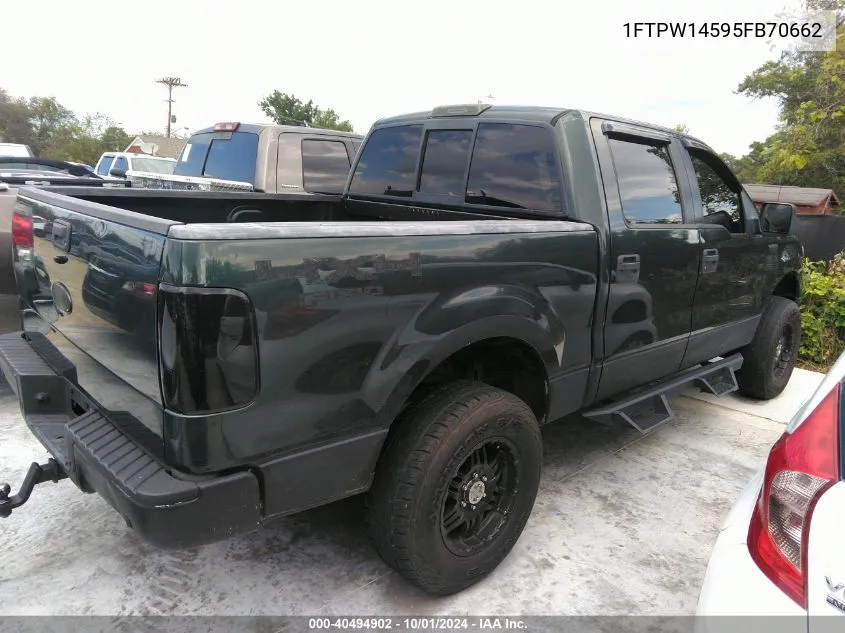 2005 Ford F-150 Fx4/Lariat/Xlt VIN: 1FTPW14595FB70662 Lot: 40494902