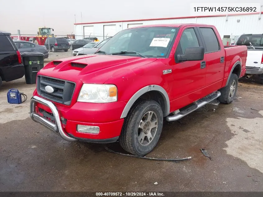 2005 Ford F-150 Fx4/Lariat/Xlt VIN: 1FTPW14575KC36892 Lot: 40709572