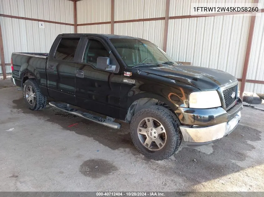 2005 Ford F150 Xlt VIN: 1FTRW12W45KD58260 Lot: 40712404