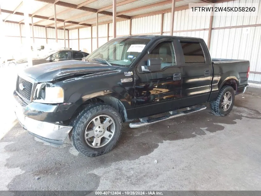 2005 Ford F150 Xlt VIN: 1FTRW12W45KD58260 Lot: 40712404