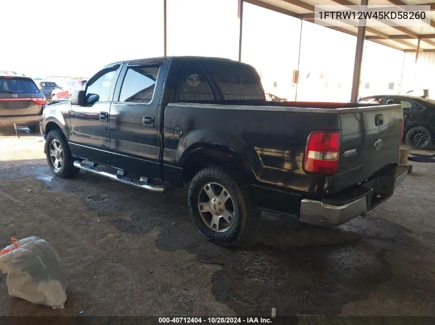 2005 Ford F150 Xlt VIN: 1FTRW12W45KD58260 Lot: 40712404