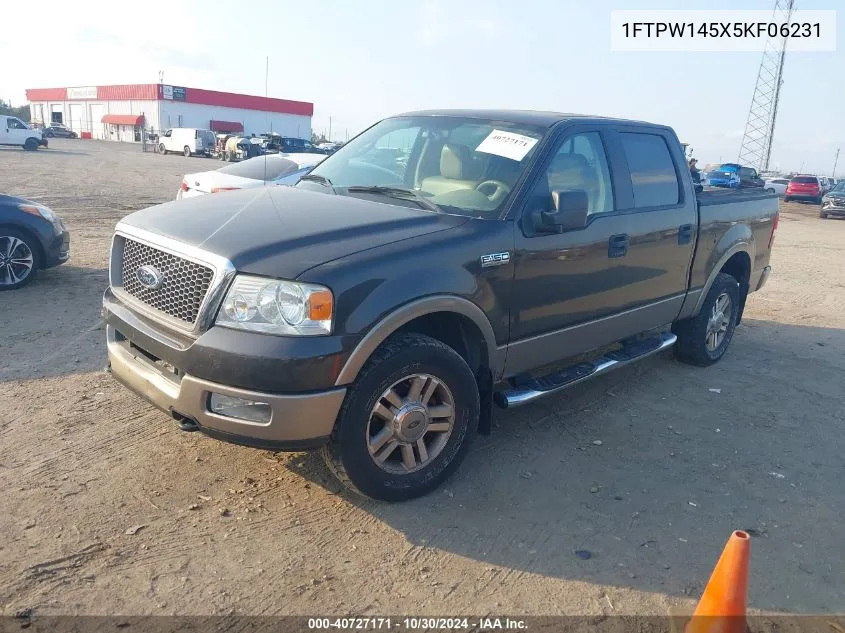 2005 Ford F-150 Fx4/Lariat/Xlt VIN: 1FTPW145X5KF06231 Lot: 40727171