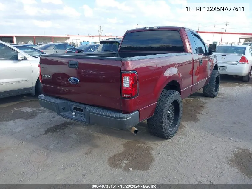 2005 Ford F-150 Stx/Xl/Xlt VIN: 1FTRF122X5NA77611 Lot: 40735151