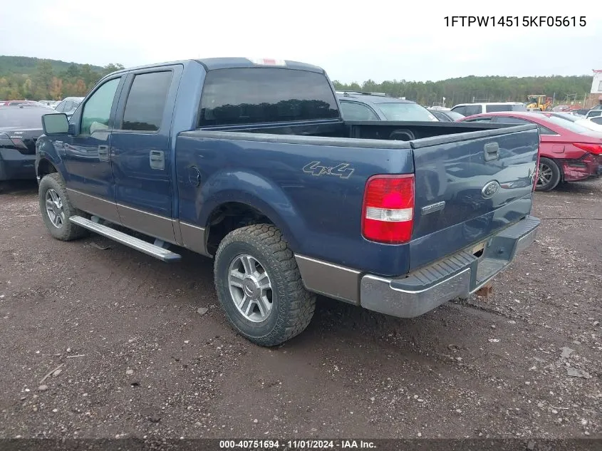 2005 Ford F-150 Fx4/Lariat/Xlt VIN: 1FTPW14515KF05615 Lot: 40751694