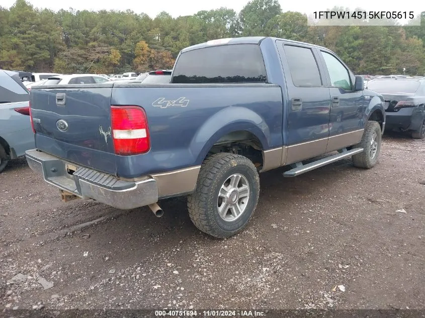 2005 Ford F-150 Fx4/Lariat/Xlt VIN: 1FTPW14515KF05615 Lot: 40751694