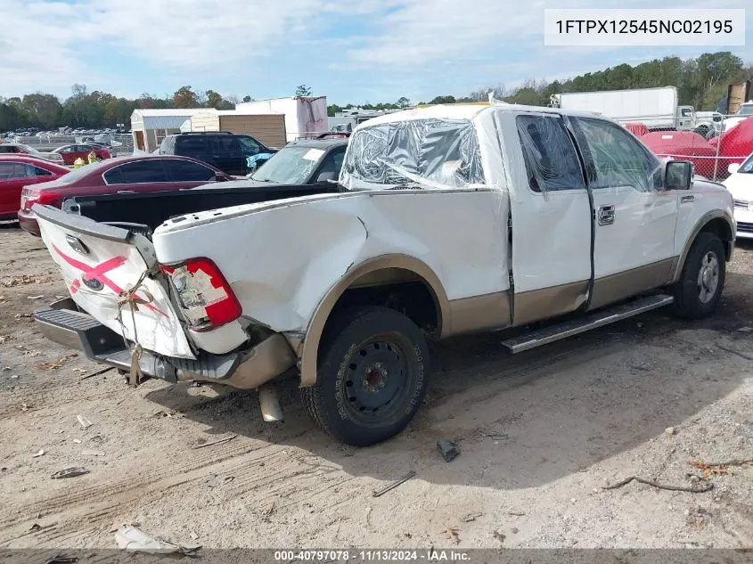 2005 Ford F-150 Lariat/Xl/Xlt VIN: 1FTPX12545NC02195 Lot: 40797078