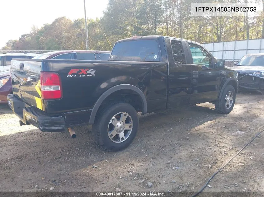 2005 Ford F-150 Fx4/Lariat/Xl/Xlt VIN: 1FTPX14505NB62758 Lot: 40817887