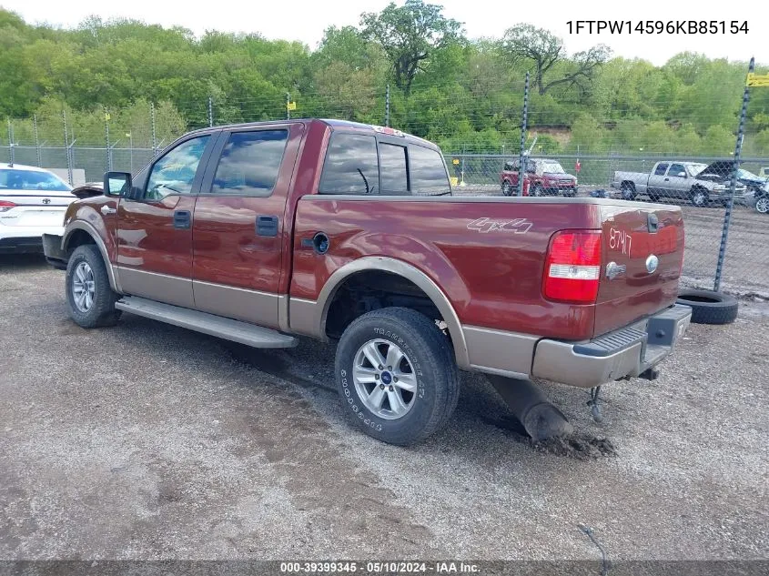 2006 Ford F-150 Fx4/Lariat/Xlt VIN: 1FTPW14596KB85154 Lot: 39399345