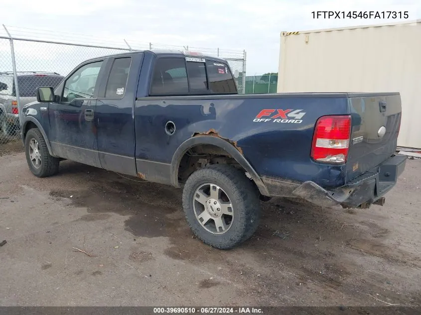 2006 Ford F-150 Fx4/Lariat/Xl/Xlt VIN: 1FTPX14546FA17315 Lot: 39690510