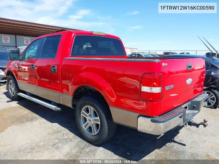 2006 Ford F-150 Xlt VIN: 1FTRW12W16KC00590 Lot: 39713789