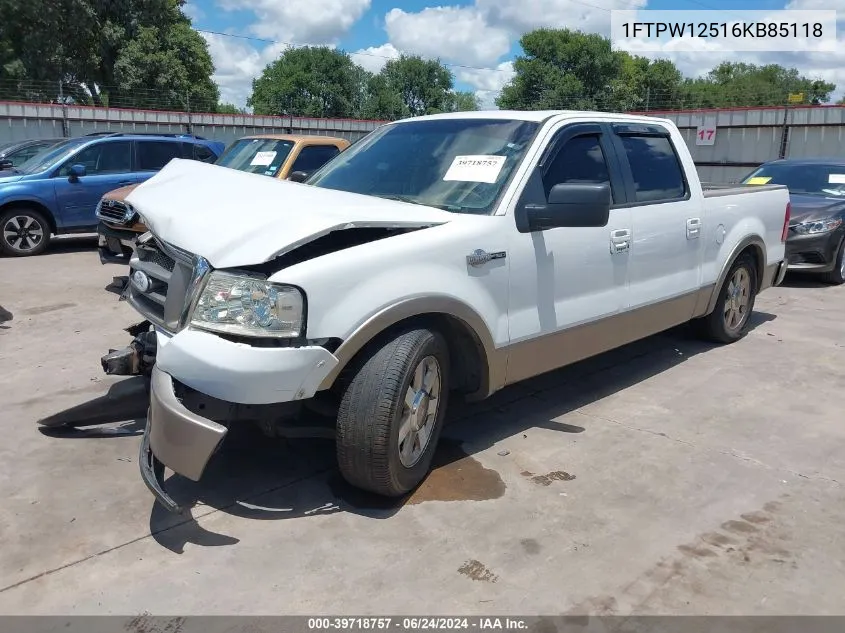 2006 Ford F-150 Lariat/Xlt VIN: 1FTPW12516KB85118 Lot: 39718757