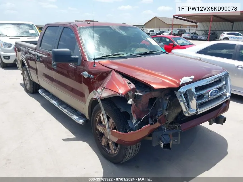 2006 Ford F-150 Lariat/Xlt VIN: 1FTPW12VX6KD90078 Lot: 39769922