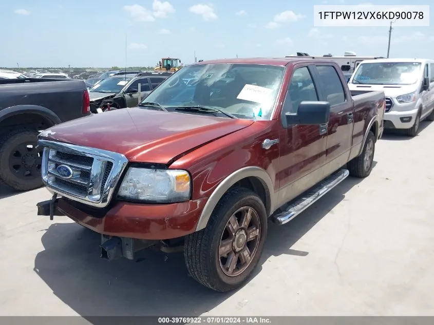 2006 Ford F-150 Lariat/Xlt VIN: 1FTPW12VX6KD90078 Lot: 39769922