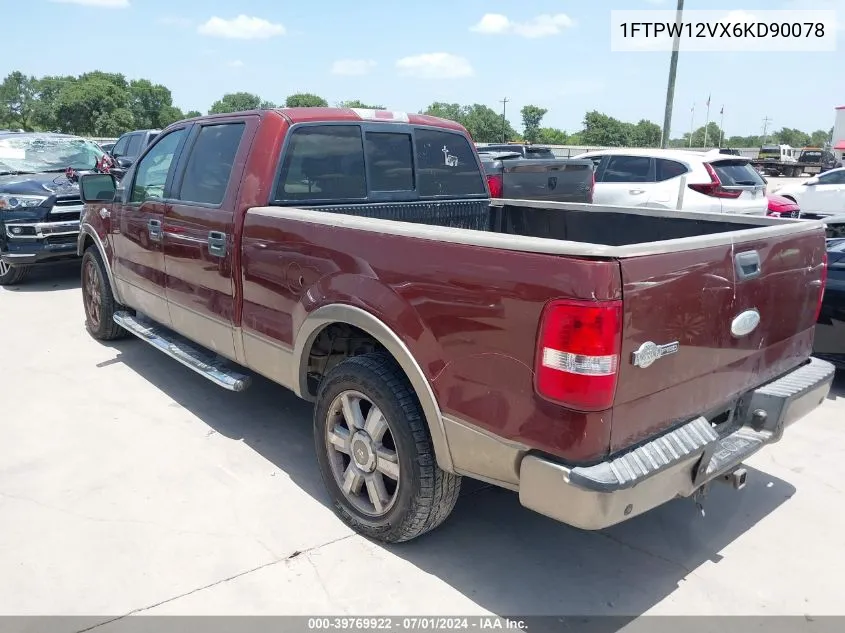 2006 Ford F-150 Lariat/Xlt VIN: 1FTPW12VX6KD90078 Lot: 39769922