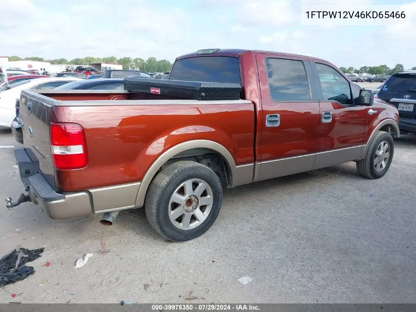 2006 Ford F-150 Supercrew VIN: 1FTPW12V46KD65466 Lot: 39975350