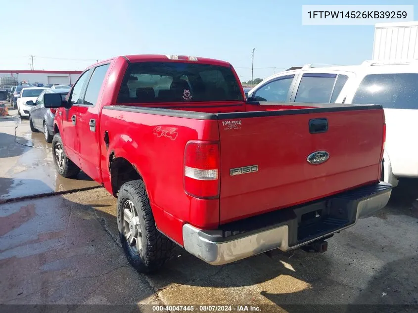 2006 Ford F-150 Fx4/Lariat/Xlt VIN: 1FTPW14526KB39259 Lot: 40047445