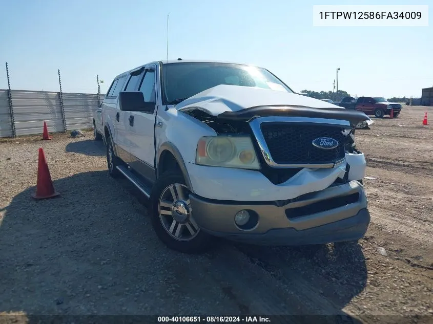 2006 Ford F-150 Lariat/Xlt VIN: 1FTPW12586FA34009 Lot: 40106651