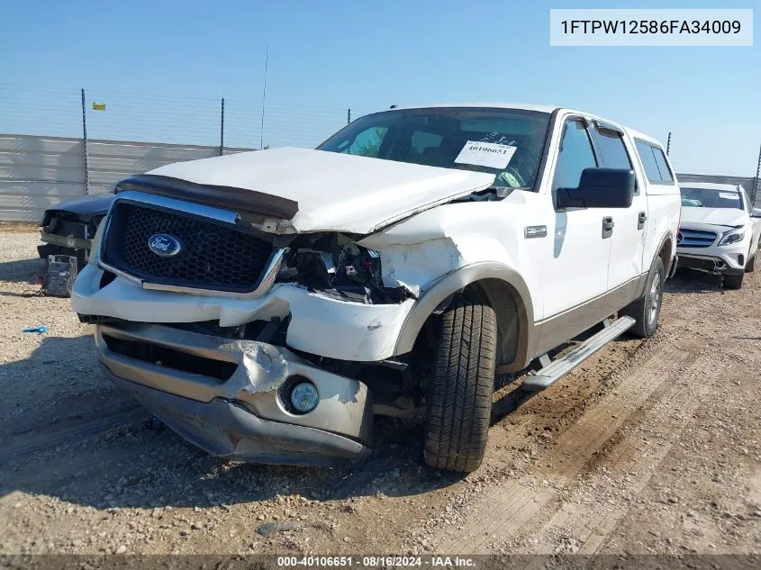 2006 Ford F-150 Lariat/Xlt VIN: 1FTPW12586FA34009 Lot: 40106651