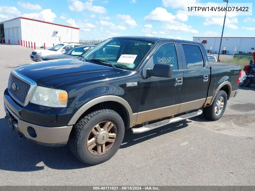 2006 Ford F-150 Fx4/Lariat/Xlt VIN: 1FTPW14V56KD75422 Lot: 40111021