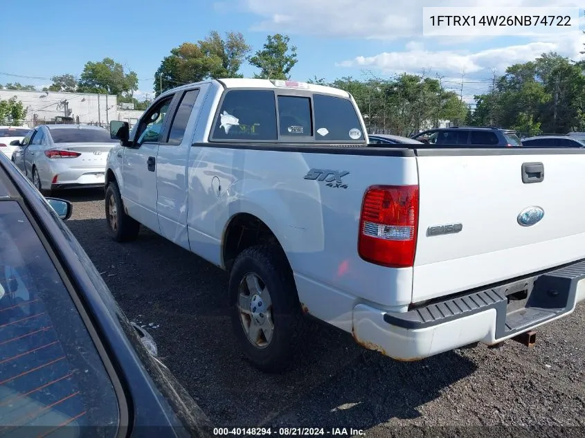 2006 Ford F-150 Stx/Xl/Xlt VIN: 1FTRX14W26NB74722 Lot: 40148294